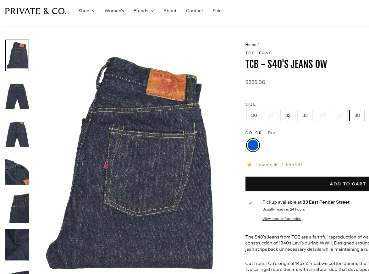 TCB 40's Jeans Regular Straight Japan - миниатюра 10