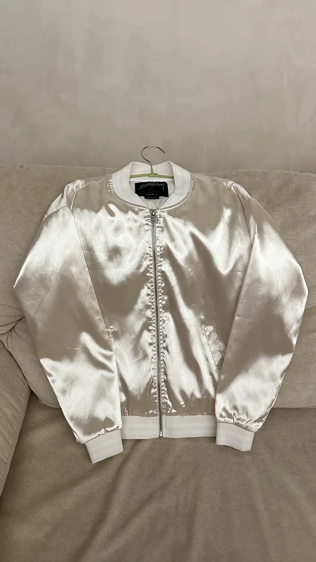 Бомбер Stüssy сатиновый кремовый S - миниатюра 2