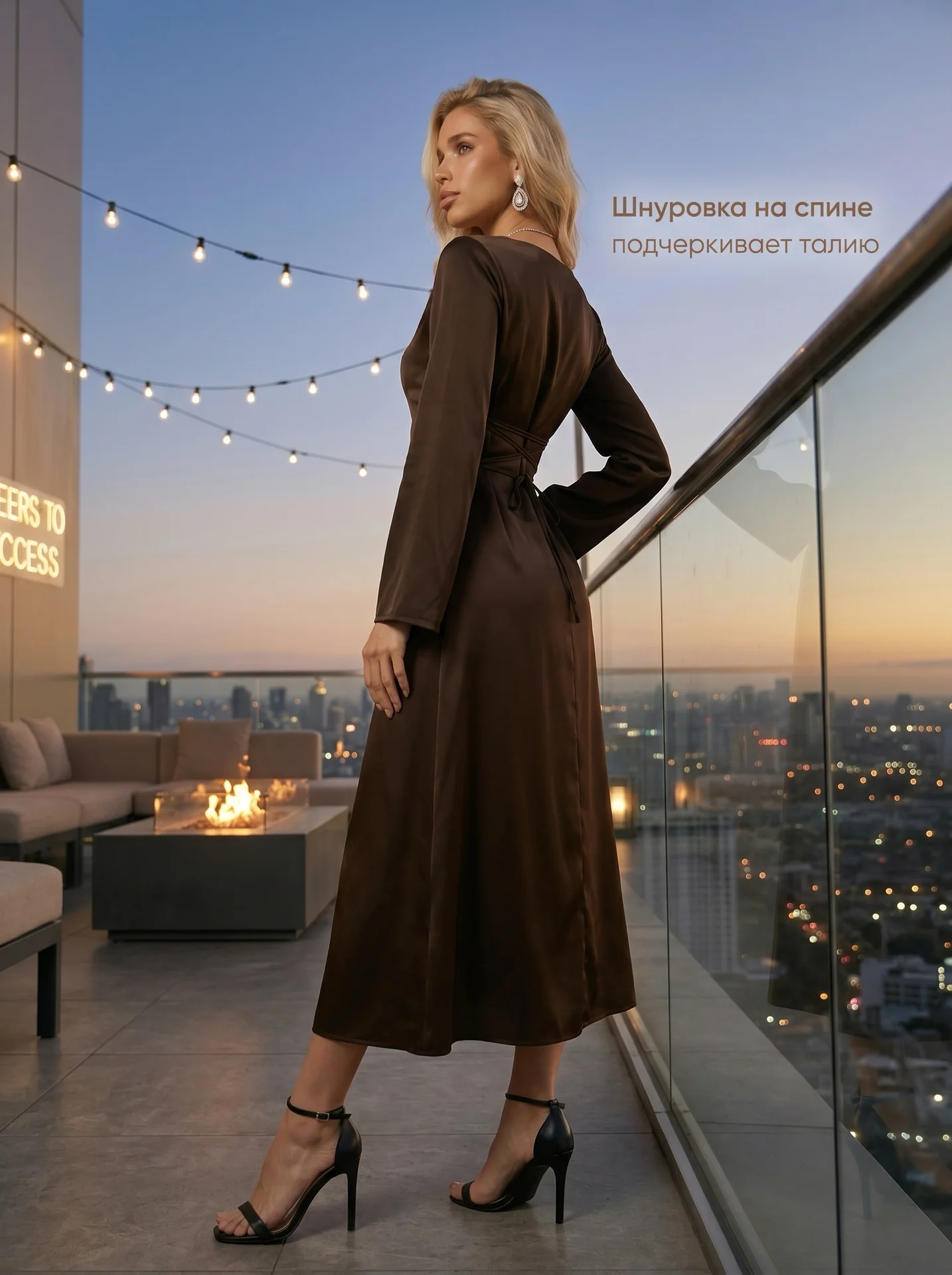 Праздничное платье вечернее c шнуровкой S/M/L/XL - миниатюра 7