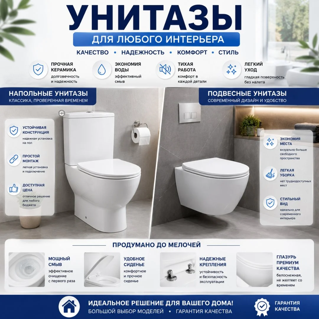 Унитаз с бачком и комплектующие - миниатюра 2