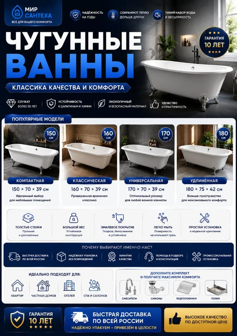 Чугунная ванна любые размеры - изображение 1
