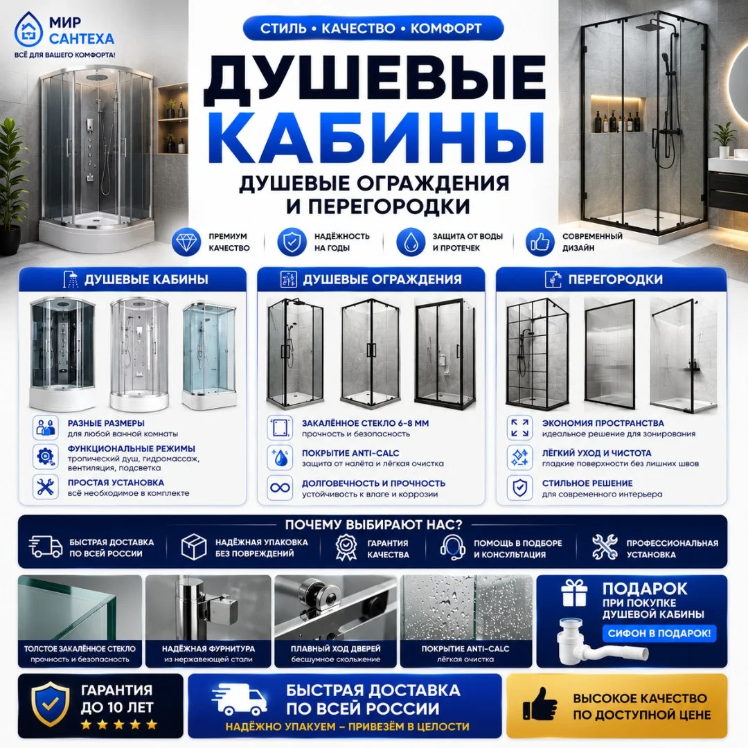 Душевой кабина и ограждение - миниатюра 3