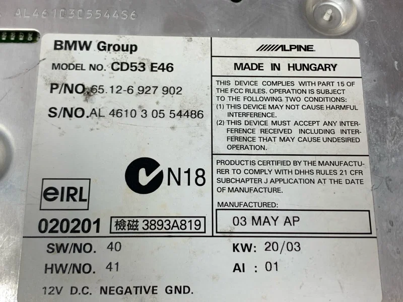 Магнитола BMW 3-Series E46 M54B22 (226S1) 2003 - миниатюра 9