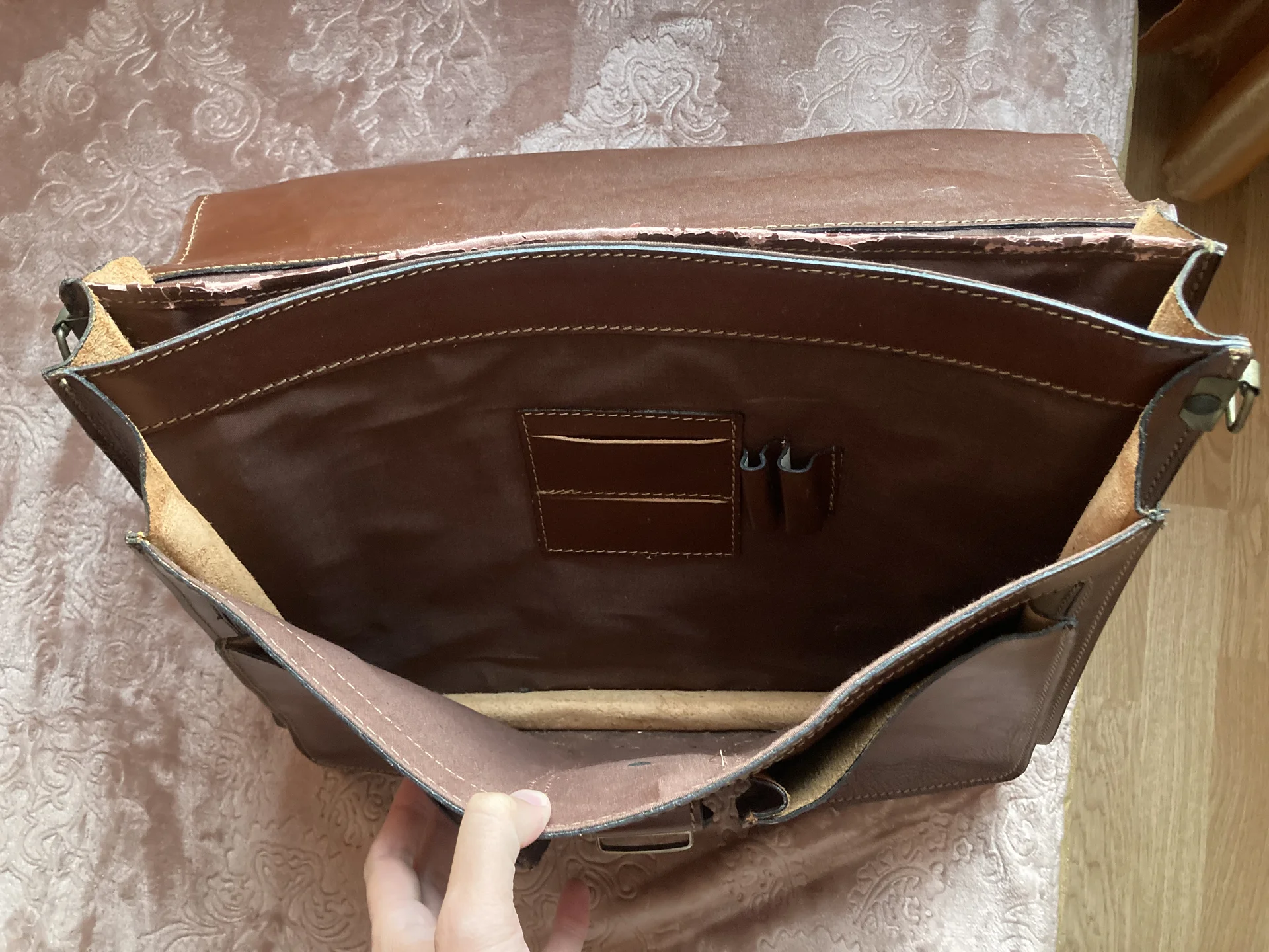 Massimo Dutti кожаный портфель винтаж - миниатюра 4