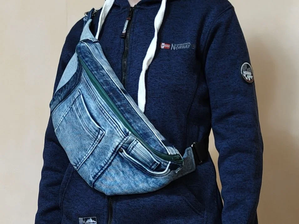 Бананка кросcбоди XXL Denim urban hand made - изображение 1