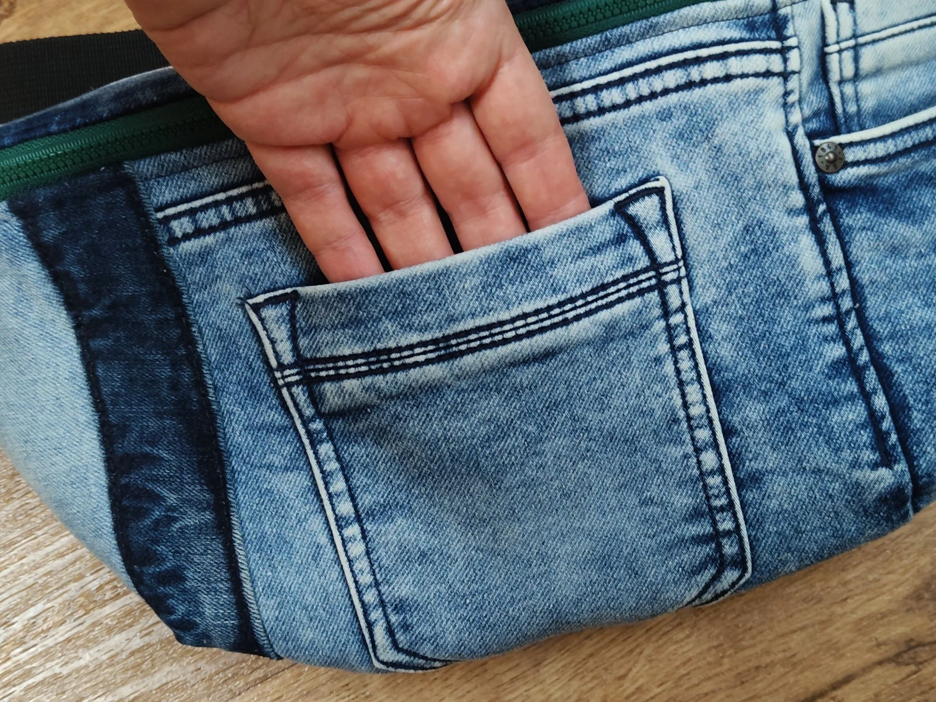 Бананка кросcбоди XXL Denim urban hand made - миниатюра 4