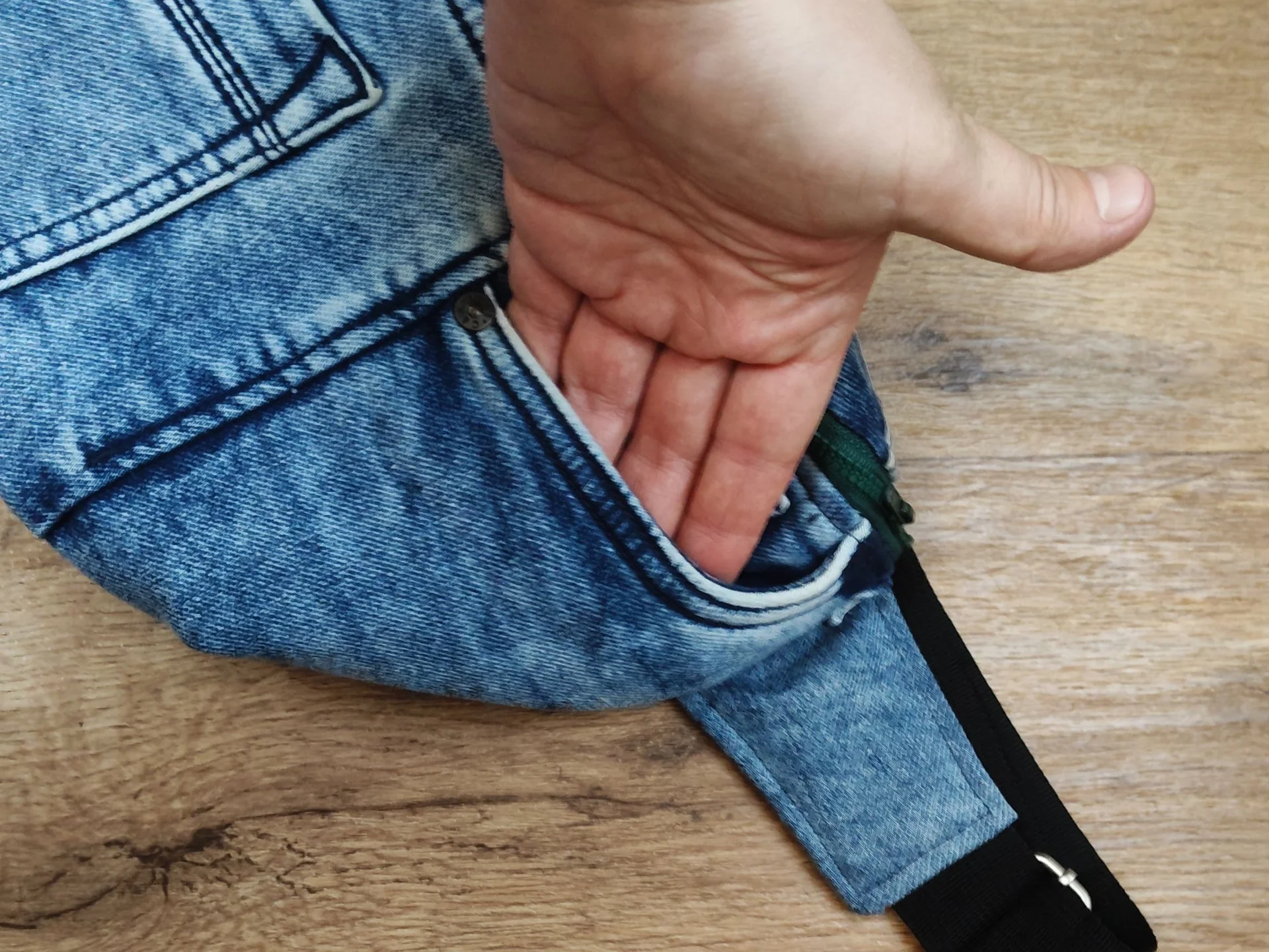 Бананка кросcбоди XXL Denim urban hand made - миниатюра 5