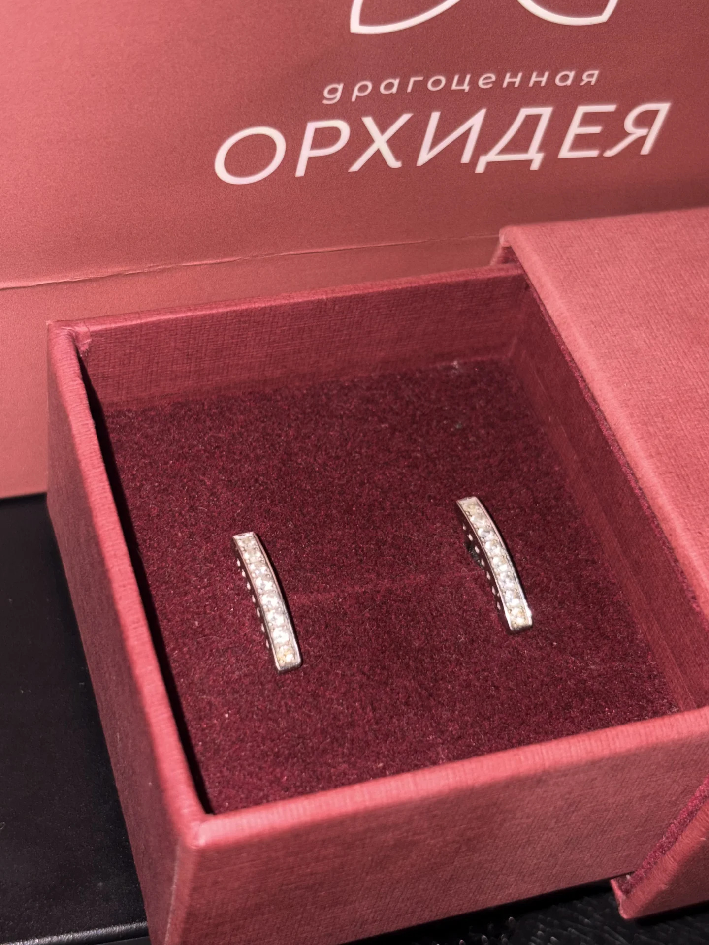 Золотые серьги 585 пробы с фианитами - миниатюра 3