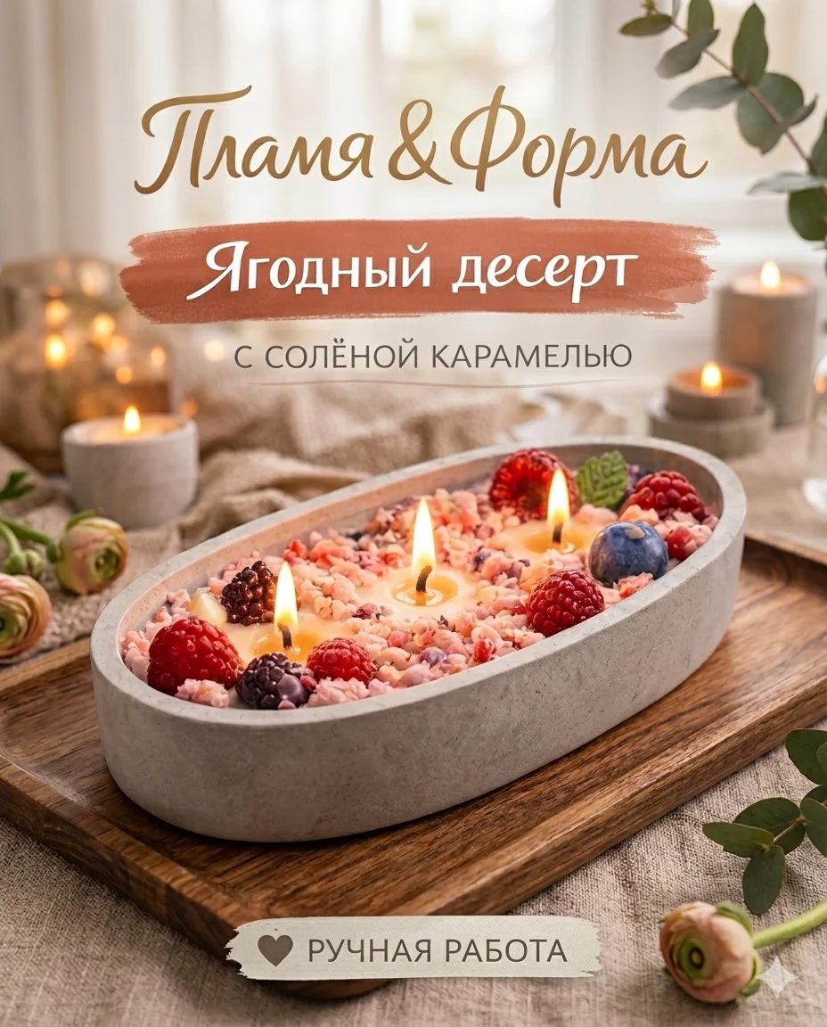 Аромасвкча ручной работы "Ягодный дессерт" - изображение 1