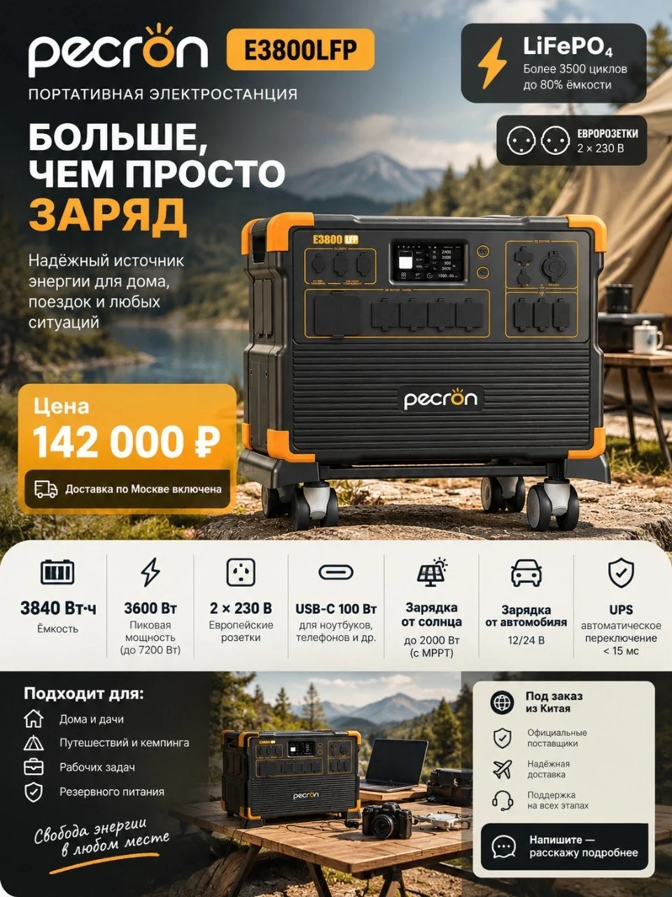 Электростанция Pecron E3800LFP - миниатюра 2