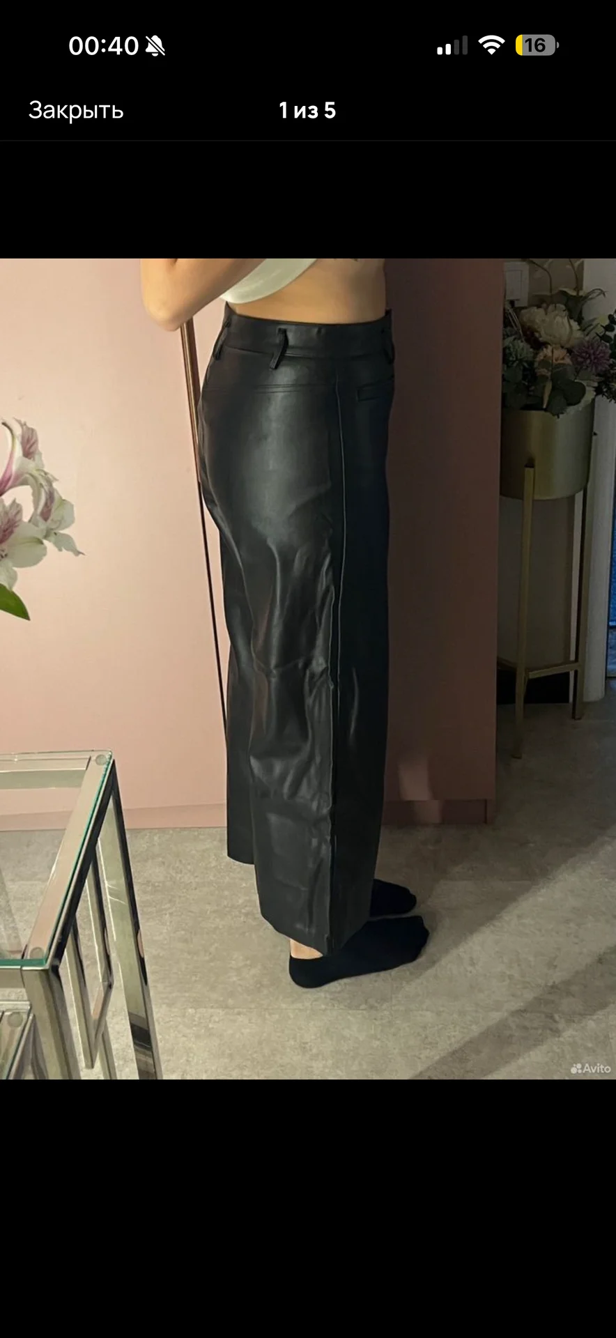 Брюки кожанные Zara - миниатюра 2