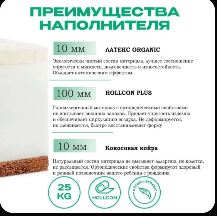 Матрас, Беспружинный, 60х120 см - миниатюра 3