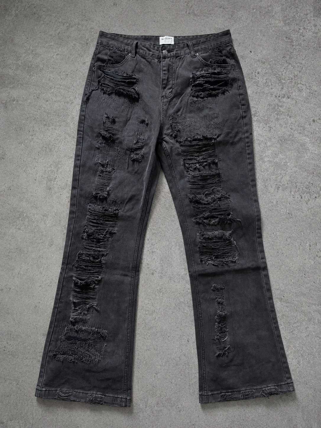 рваные джинсы клеш distressed - миниатюра 6