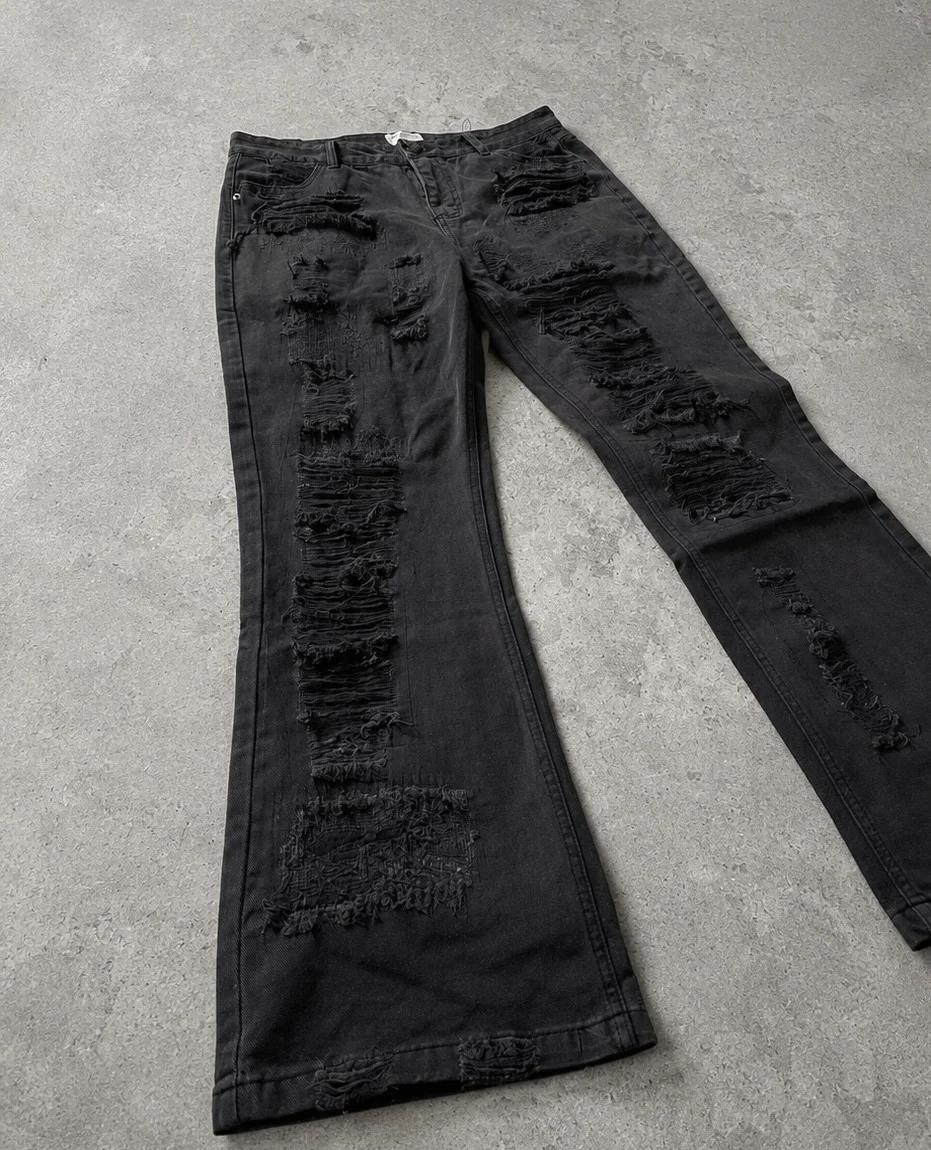 рваные джинсы клеш distressed - миниатюра 8