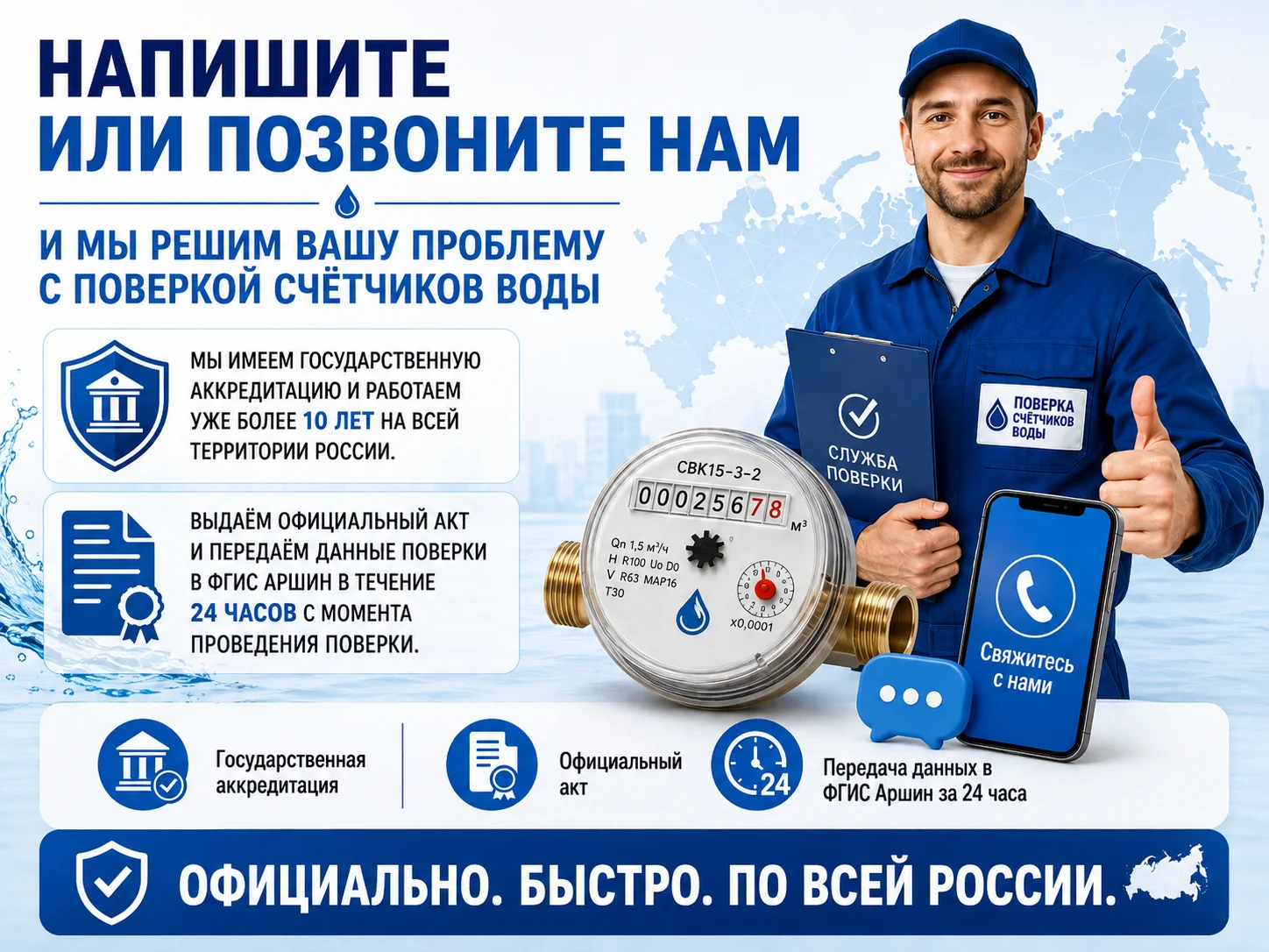 Поверка счетчиков воды без снятия на дому - миниатюра 3
