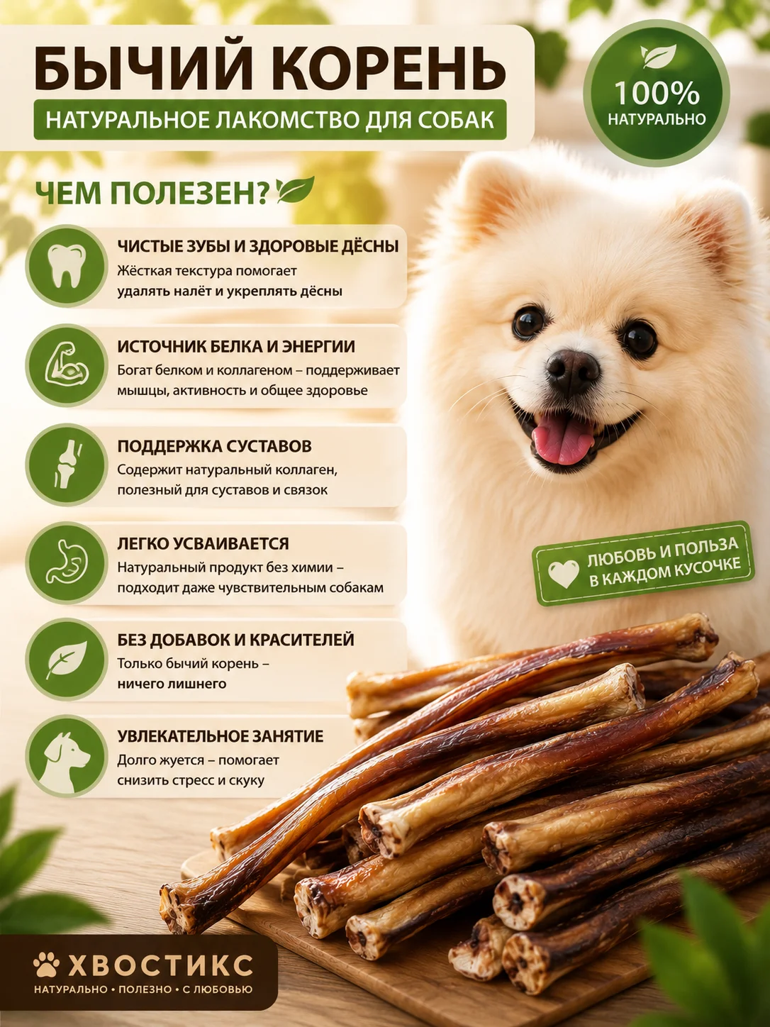 Бычий корень сушёный для собак 100% натуральный - миниатюра 2
