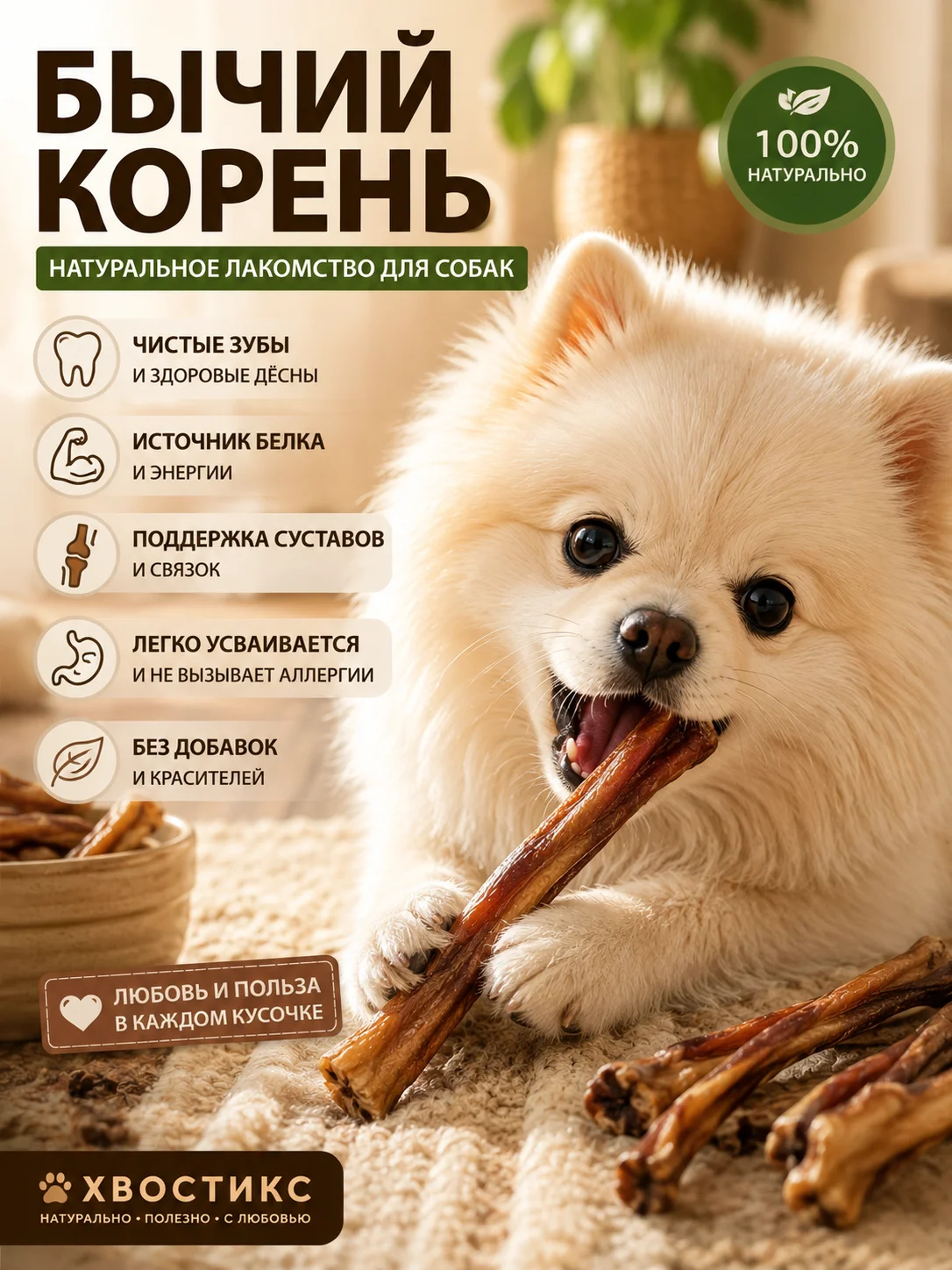 Бычий корень сушёный для собак 100% натуральный - миниатюра 3