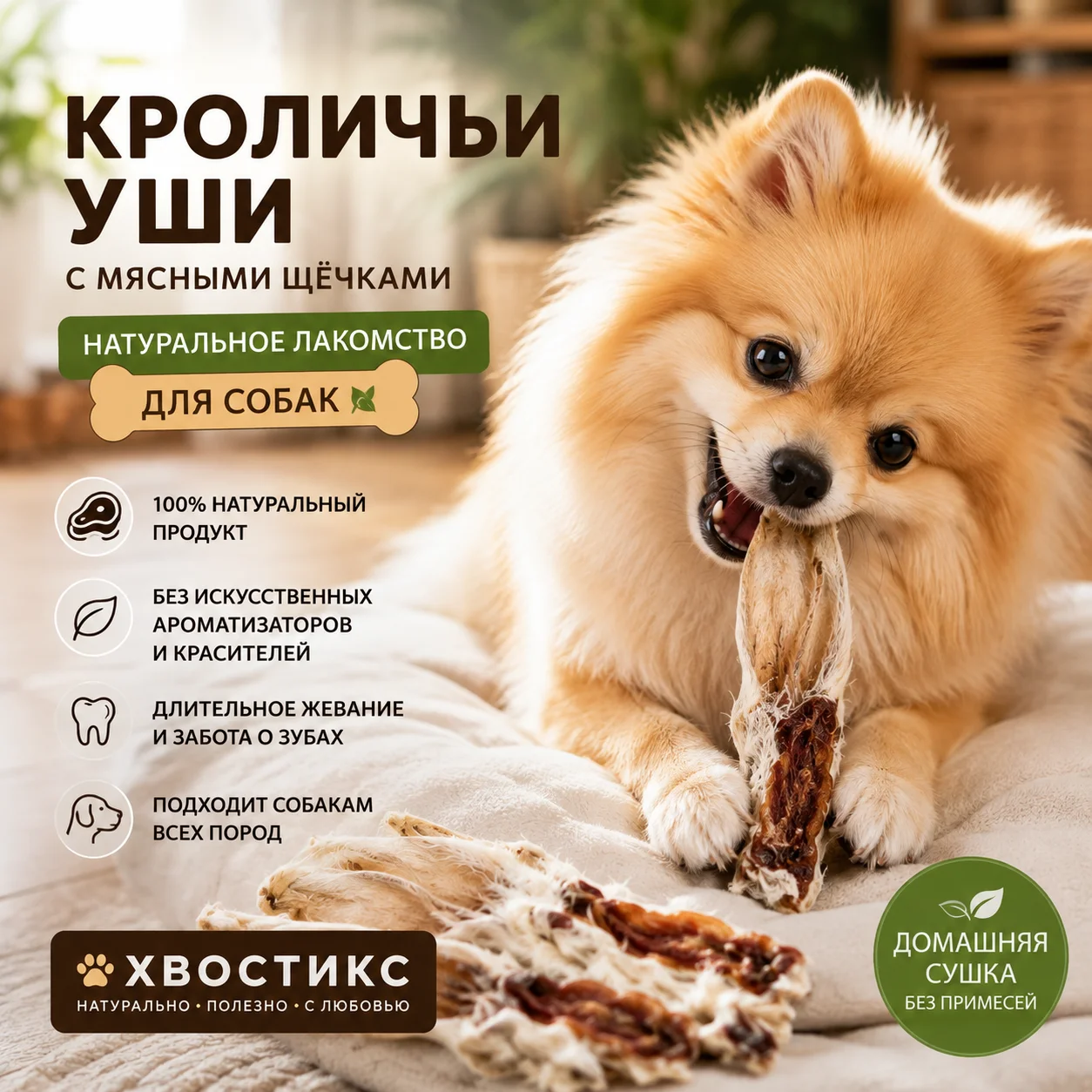 Кроличьи уши сушеные для собак Лакомство для собак - миниатюра 4