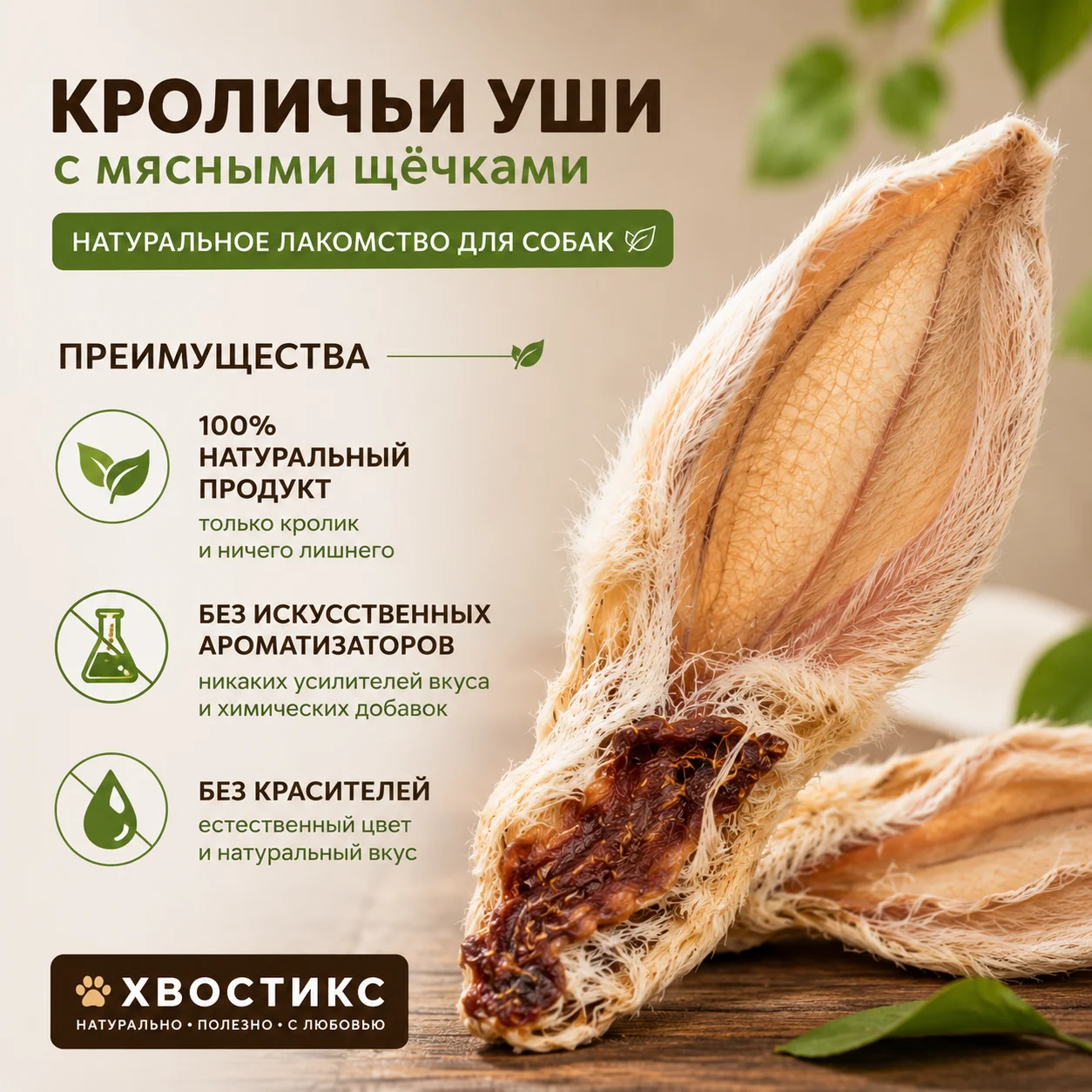 Кроличьи уши сушеные для собак Лакомство для собак - миниатюра 6
