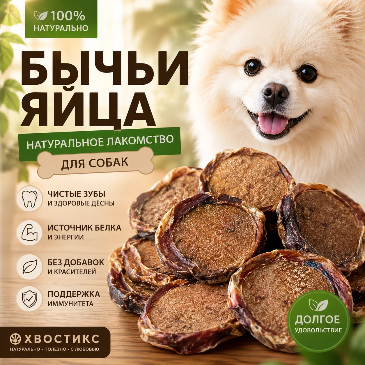 Бычьи семенники сушёные лакомство для собак - изображение 1