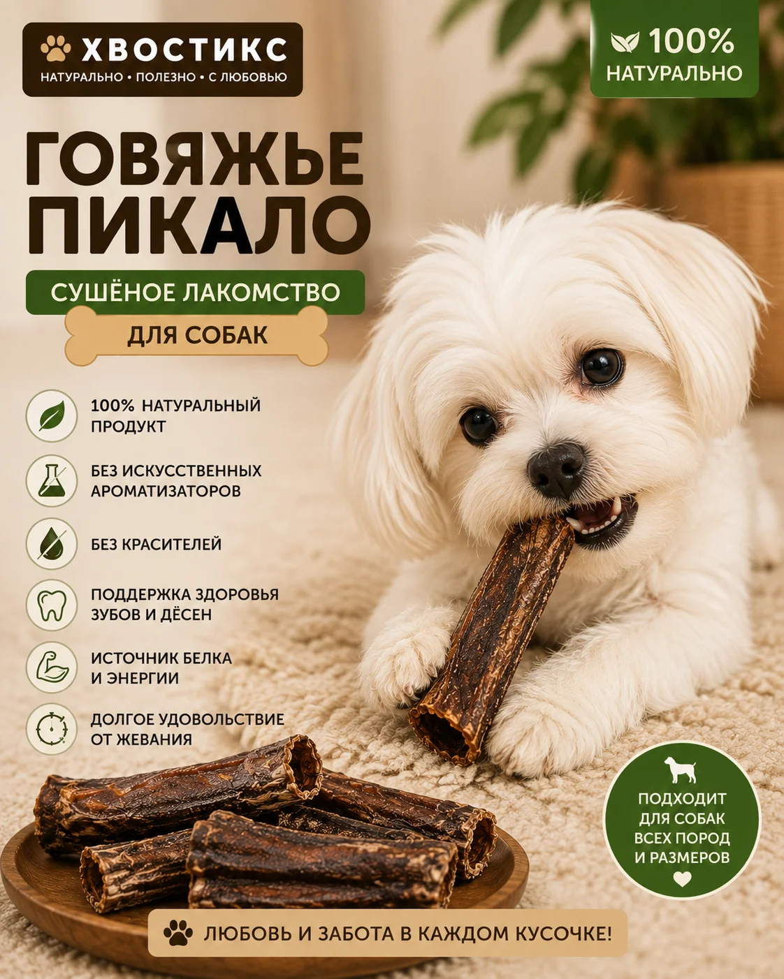 Говяжий пищевод сушёный для собак - миниатюра 2