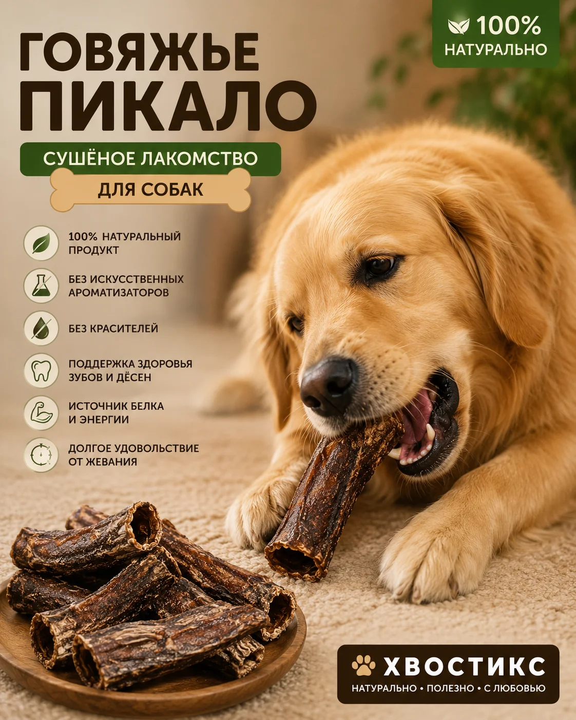 Говяжий пищевод сушёный для собак - миниатюра 3