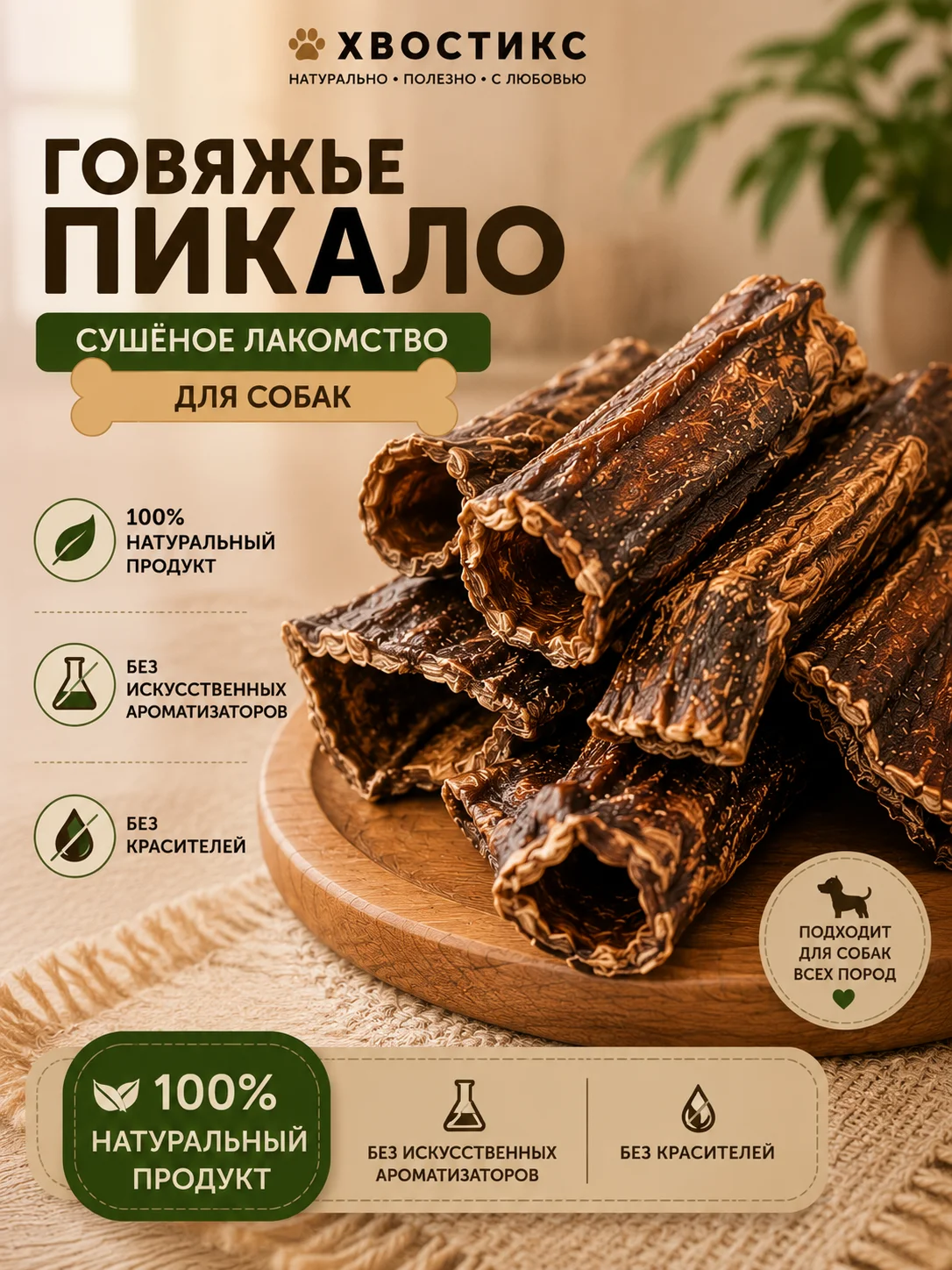 Говяжий пищевод сушёный для собак - миниатюра 5