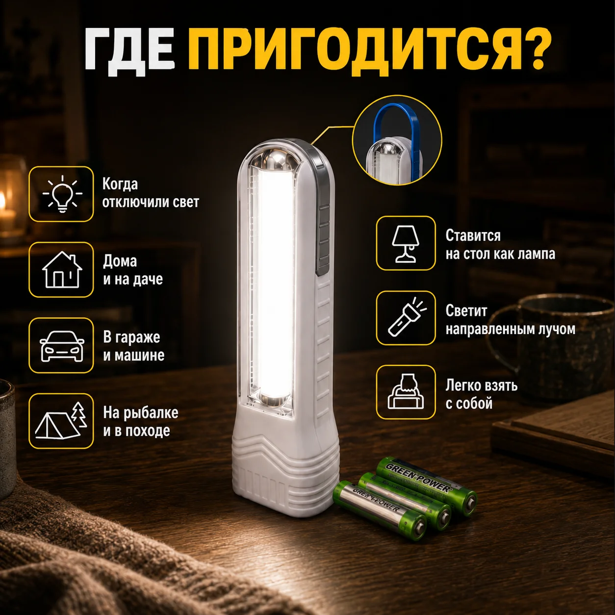 Фонарь LED 2 в 1 - миниатюра 3