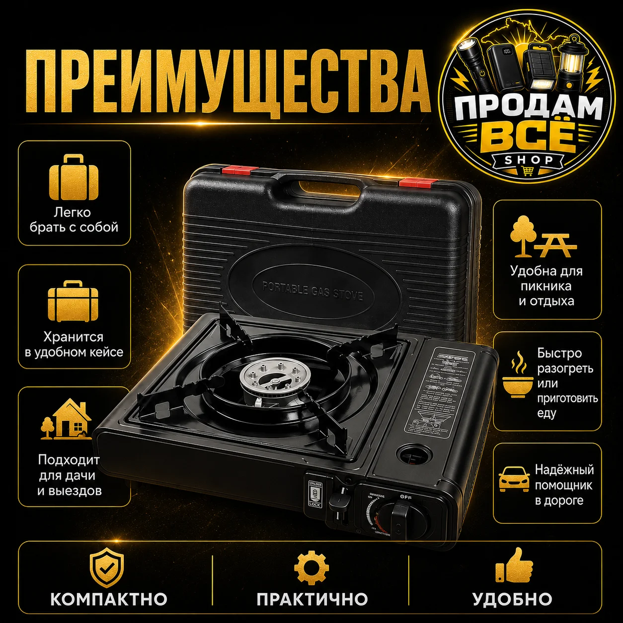 Портативная газовая плита в кейсе - миниатюра 3