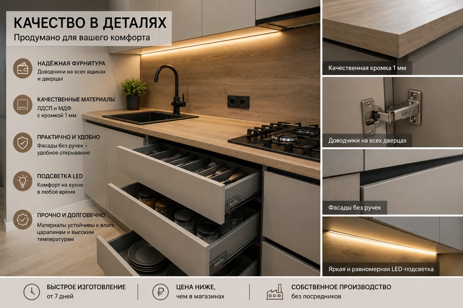 Кухни на заказ от производителя | Быстро и недорог - миниатюра 2