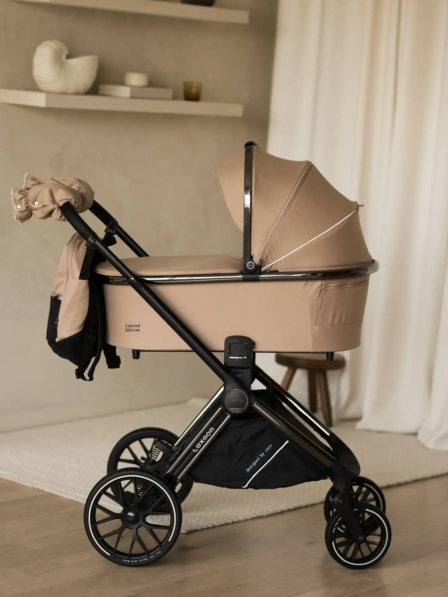Коляска Luxmom 777 3в1 бежевый цвет - миниатюра 2
