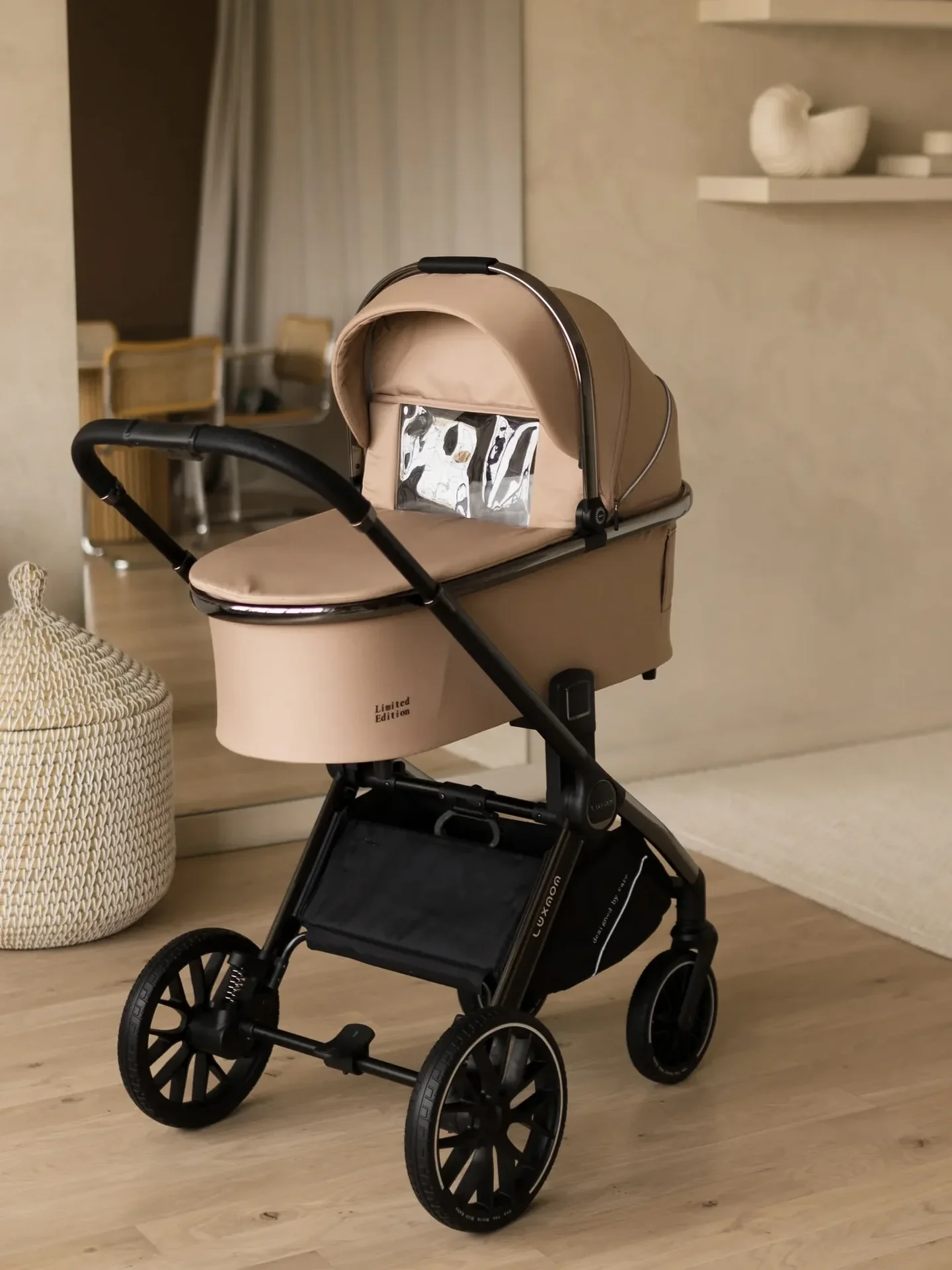Коляска Luxmom 777 3в1 бежевый цвет - миниатюра 3