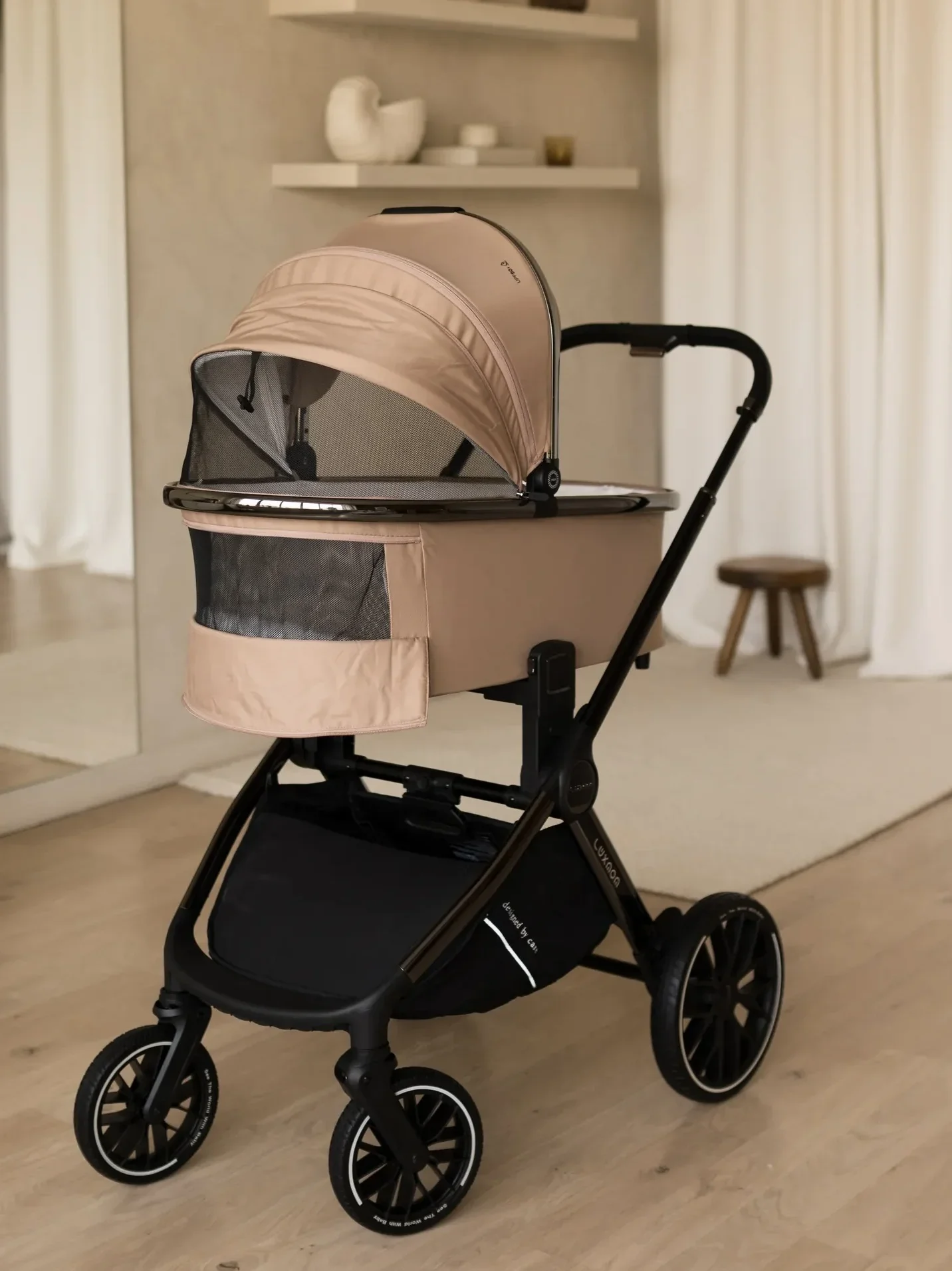 Коляска Luxmom 777 3в1 бежевый цвет - миниатюра 4