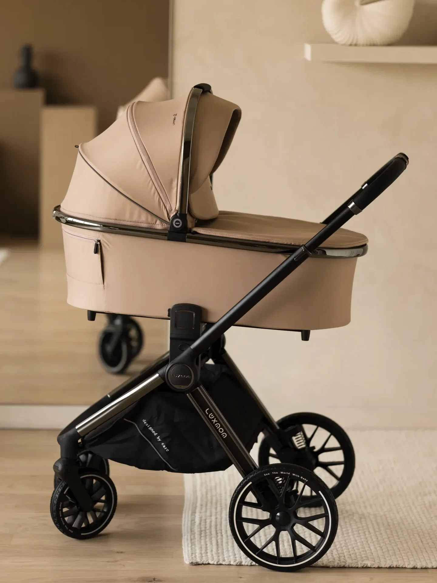 Коляска Luxmom 777 3в1 бежевый цвет - миниатюра 5