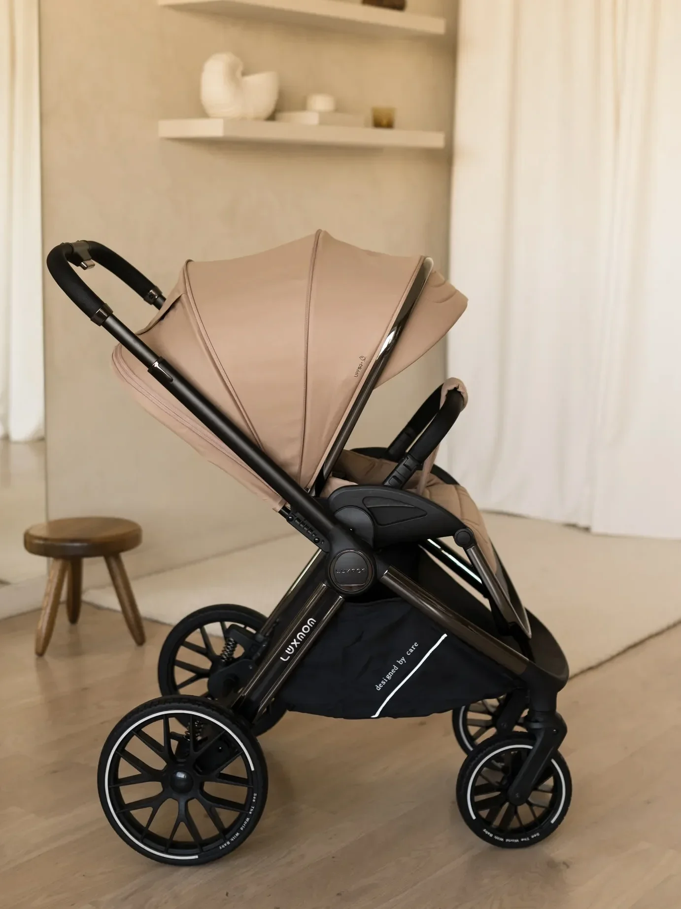 Коляска Luxmom 777 3в1 бежевый цвет - миниатюра 7