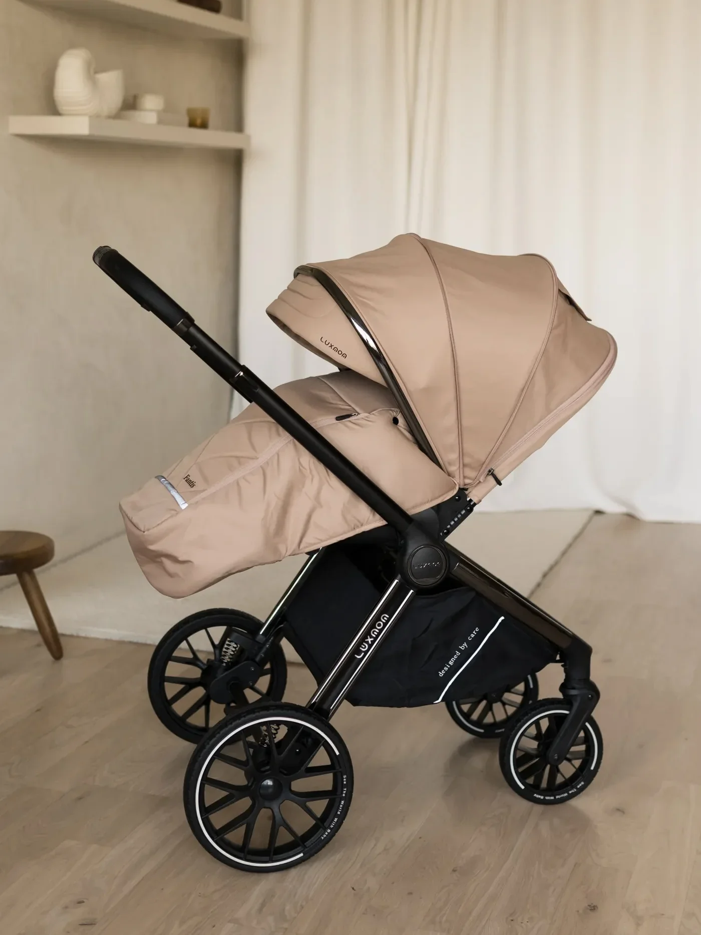 Коляска Luxmom 777 3в1 бежевый цвет - миниатюра 9