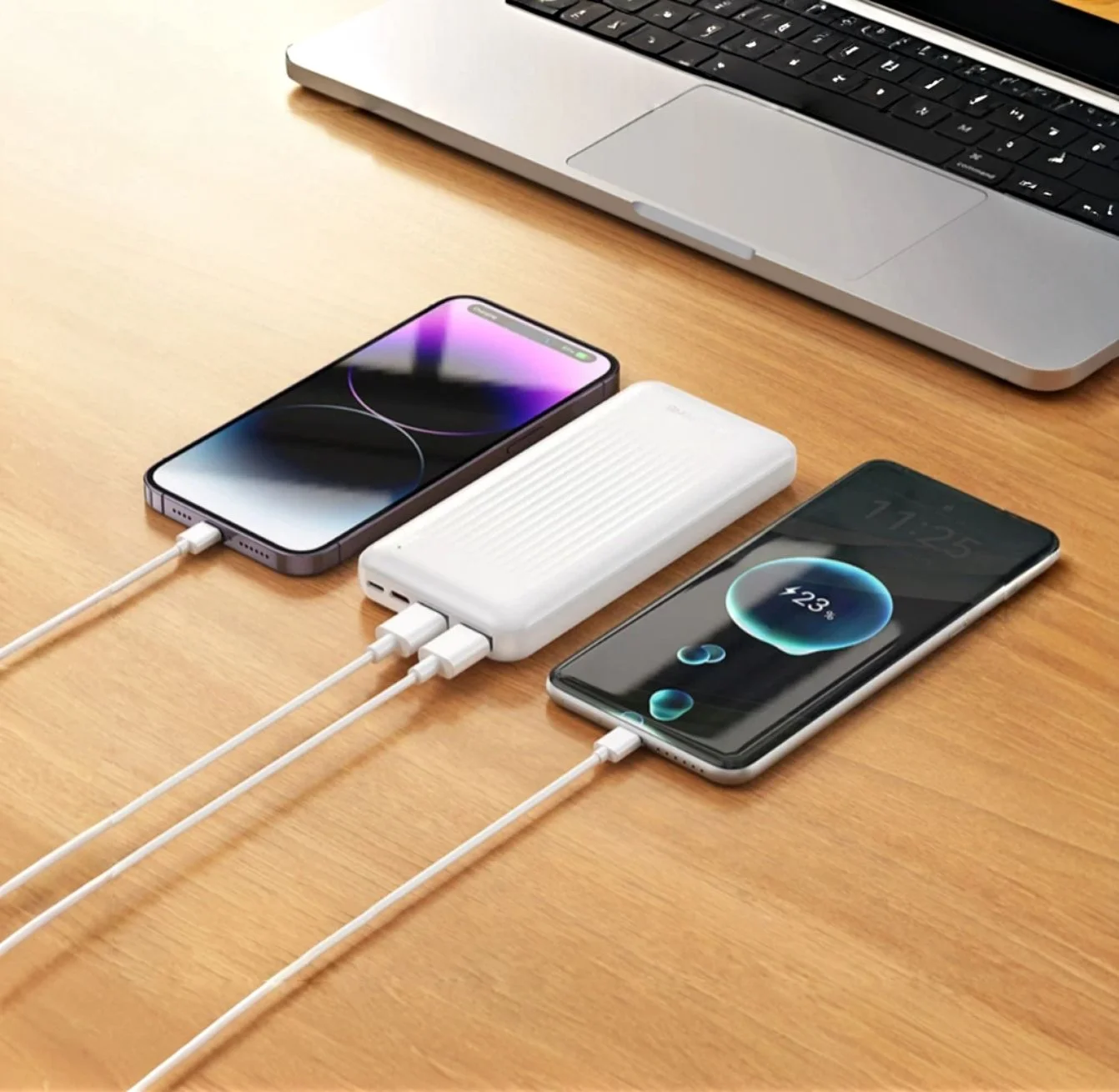 Power Bank) Borofone BJ78 в стильном белом цвете. - миниатюра 3