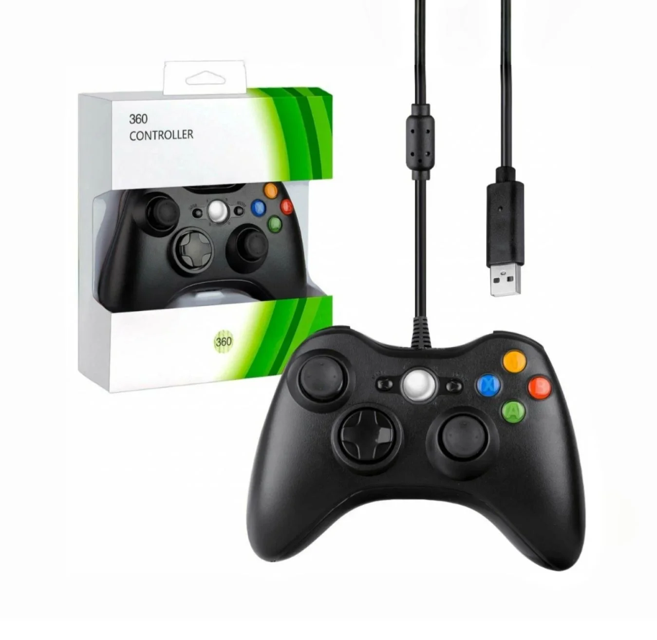 проводной геймпад для Xbox 360 черного цвета. - изображение 1