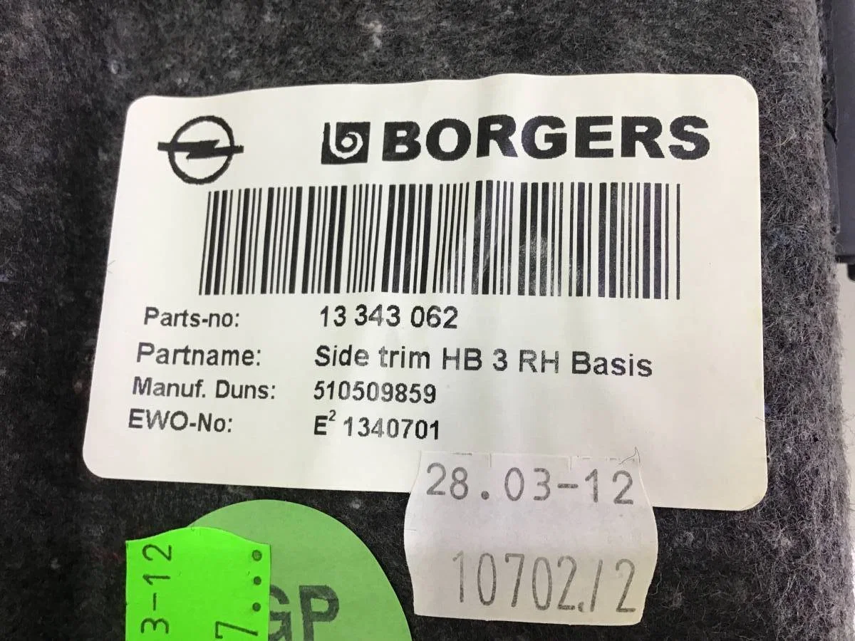 Обшивка багажника Opel Astra J (P10) 2009-2015 [13343062] - миниатюра 7