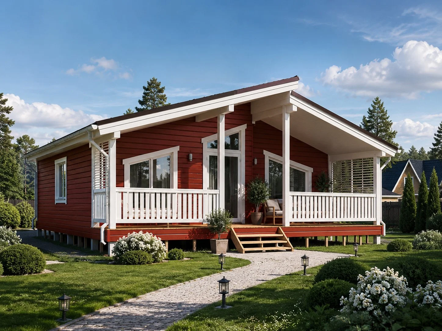Каркасный дом 90м2 с гостиной 40м2 и террасой - миниатюра 3