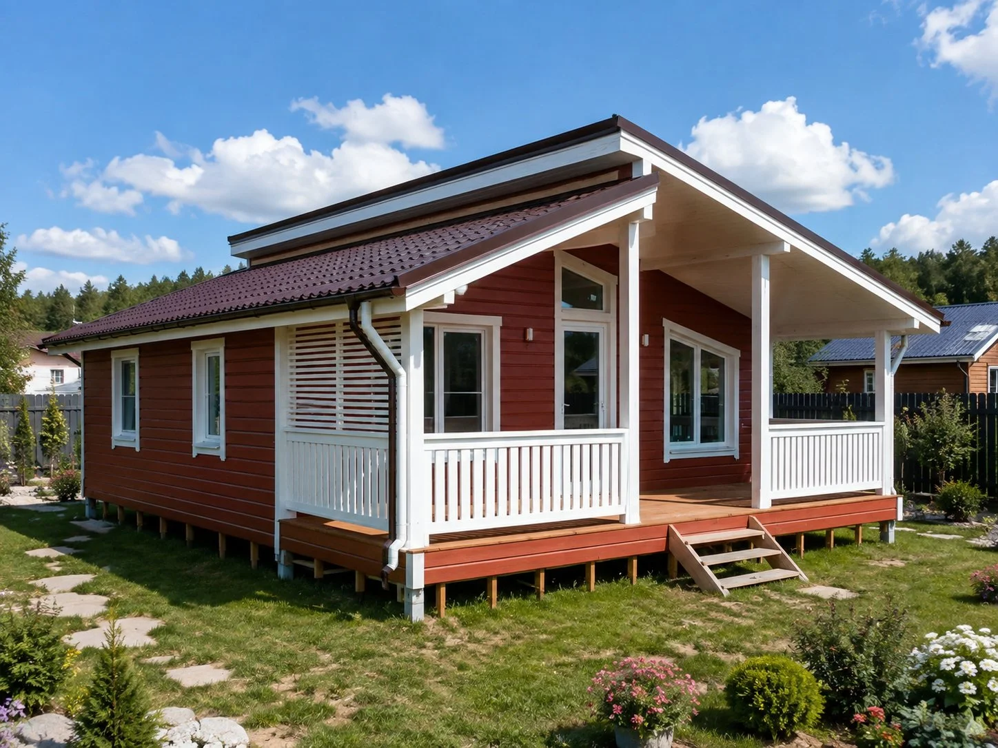 Каркасный дом 90м2 с гостиной 40м2 и террасой - миниатюра 5