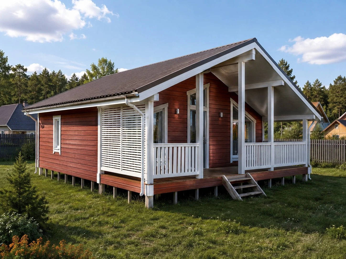 Каркасный дом 90м2 с гостиной 40м2 и террасой - миниатюра 6