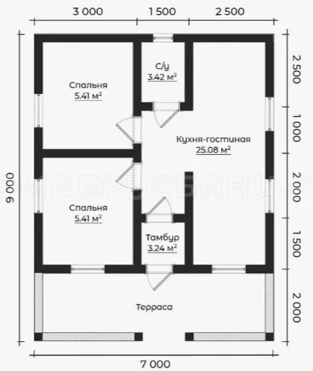 Каркасный дом Шале 7х9 с террасой - миниатюра 3