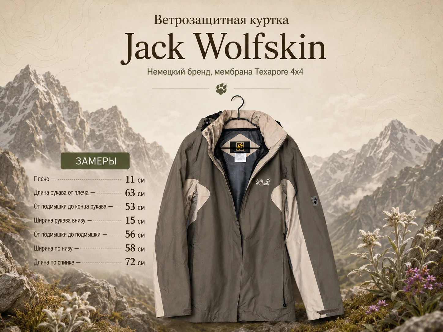 Ветровка EU M Jack Wolfskin Texapore 4x4 - изображение 1