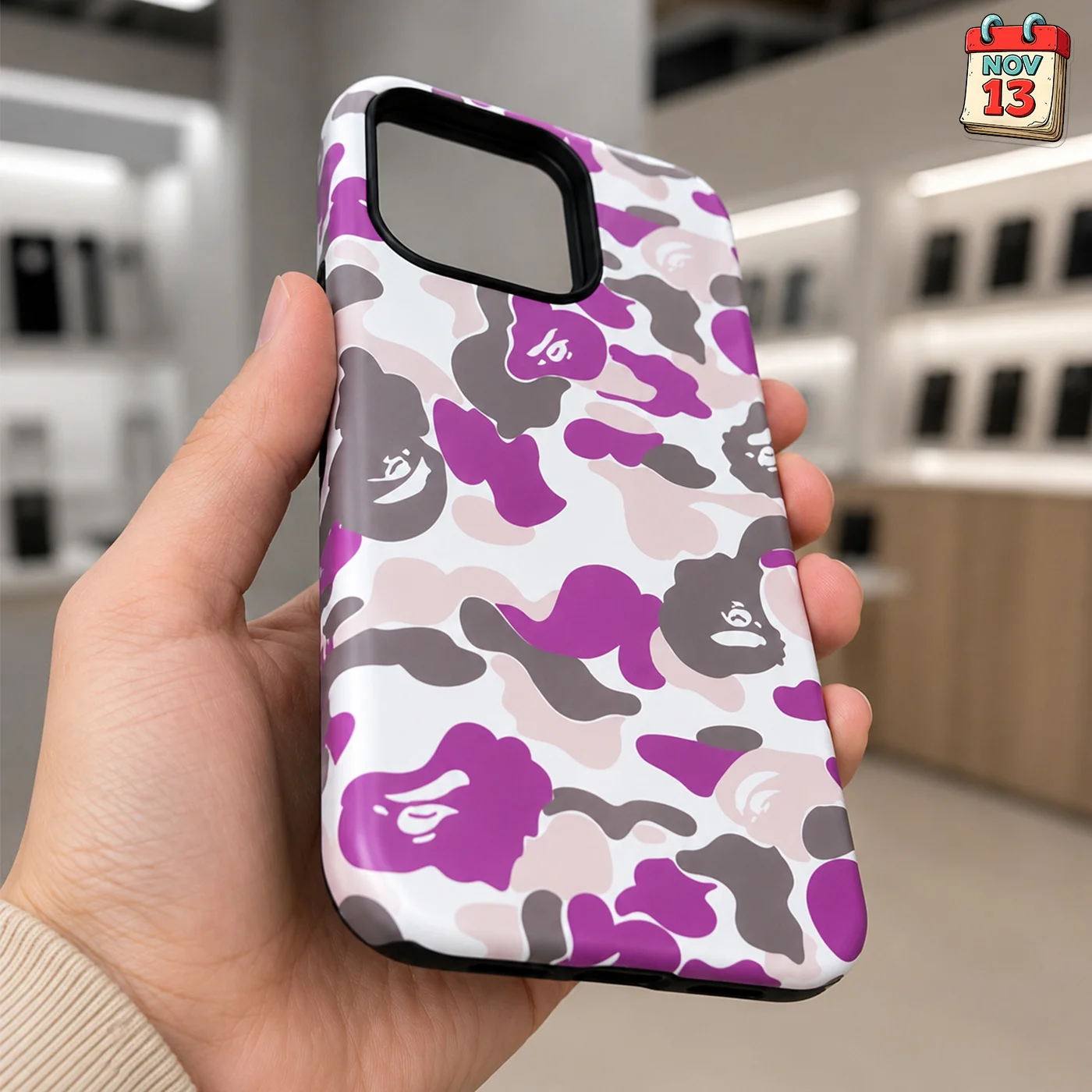 Чехол на iPhone 13-16 Pro Max (bape) violet - миниатюра 6