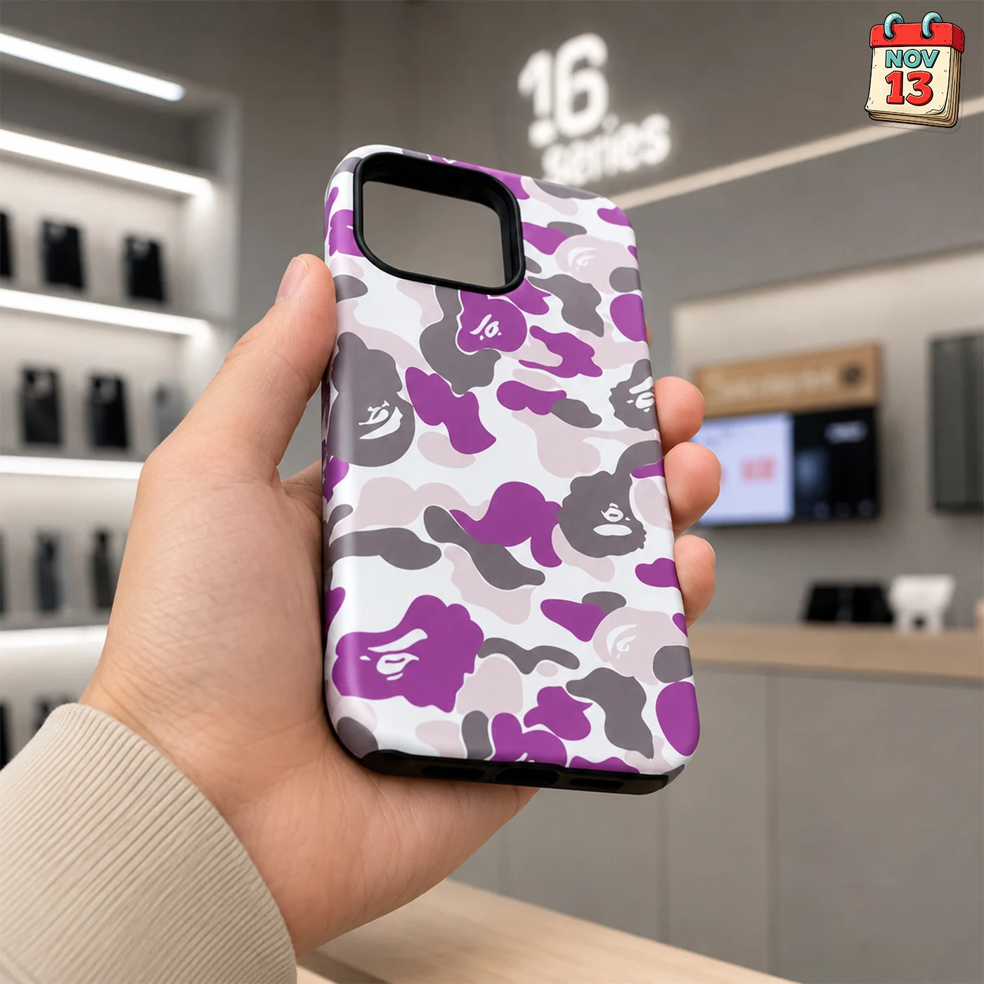 Чехол на iPhone 13-16 Pro Max (bape) violet - миниатюра 8