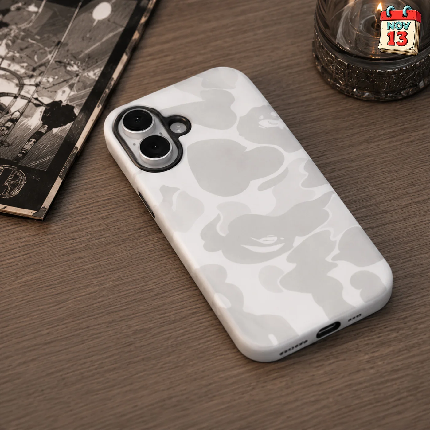 Чехол Варе на iPhone 16 (bape) white - миниатюра 3