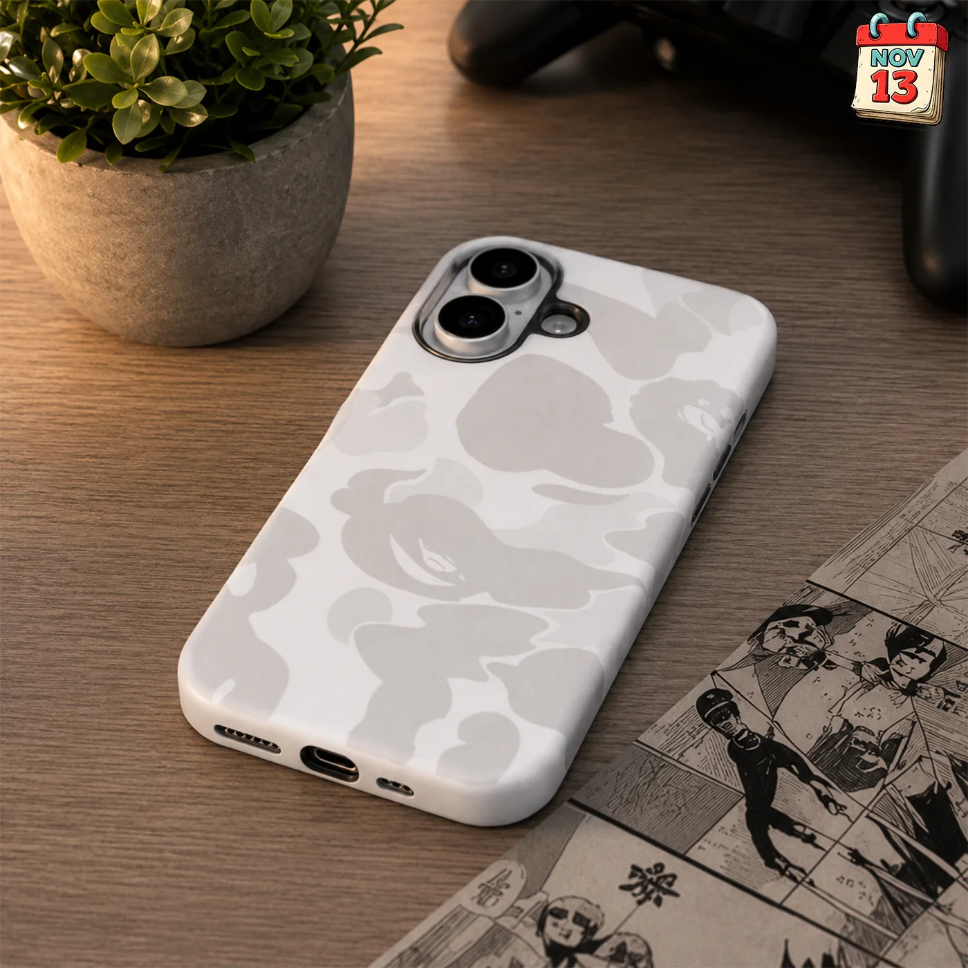 Чехол Варе на iPhone 16 (bape) white - миниатюра 4