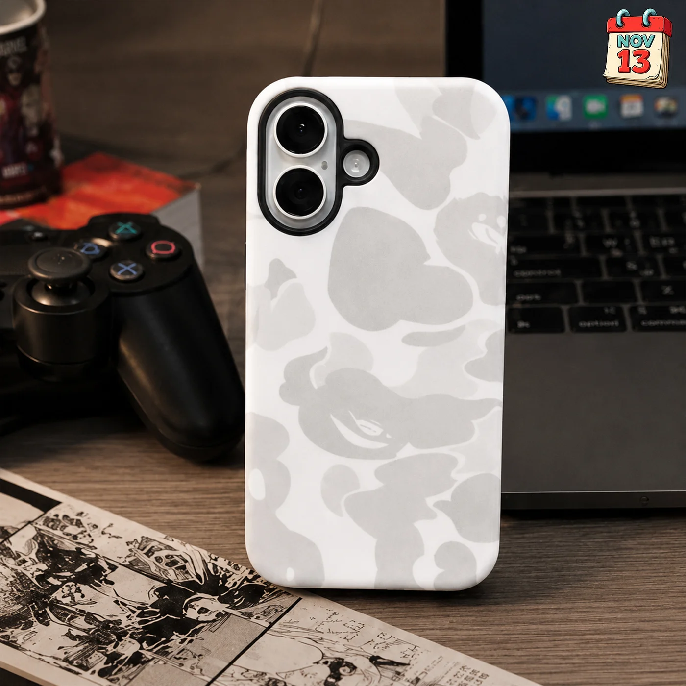 Чехол Варе на iPhone 16 (bape) white - миниатюра 5