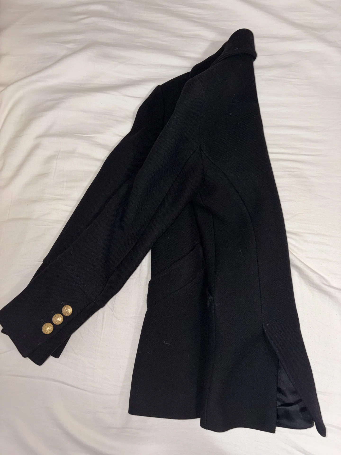 Двубортное черное пальто Zara - миниатюра 3